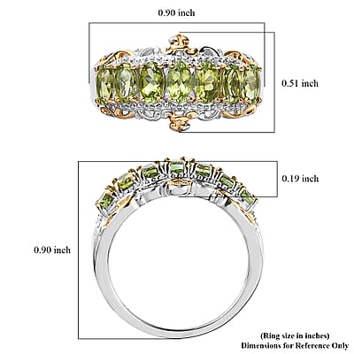 Premium Natural Calabar Green Tourmaline 7 Stone Ring in Vermeil YG and Platinum Over Sterling Silver (Size 6.0) 1.75 ctw