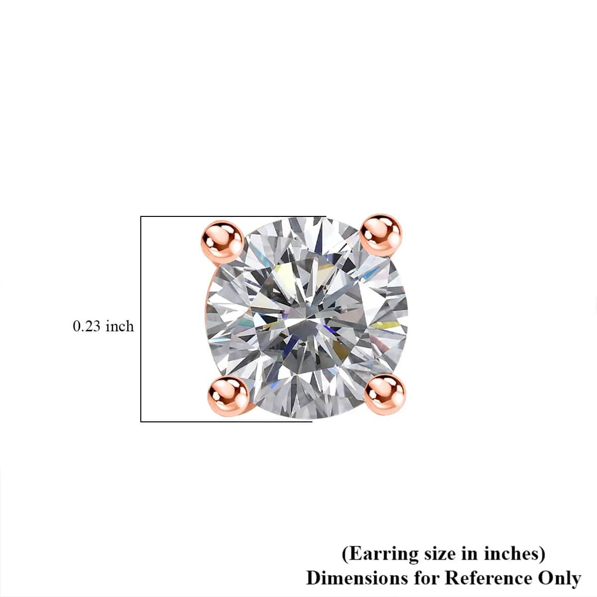 Emperor Cut Moissanite 1.60 ctw Solitaire Stud Earrings in Vermeil Rose Gold Over Sterling Silver image number 6