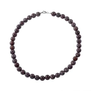 Brown Snowflake Jasper 10mm Beaded Necklace 18 Inches in Sterling Silver 300.00 ctw