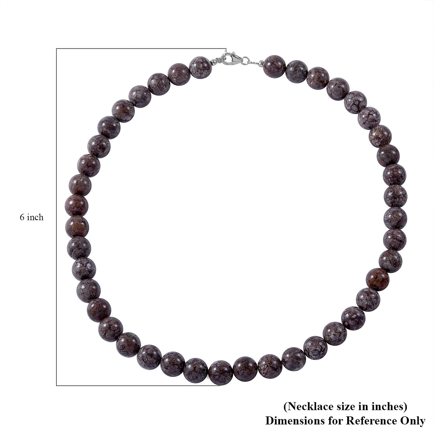 Brown Snowflake Jasper 10mm Beaded Necklace 18 Inches in Sterling Silver 300.00 ctw