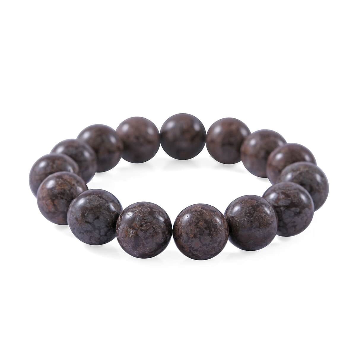 Brown Snowflake Jasper 12mm Beaded Stretch Bracelet 200.00 ctw image number 0