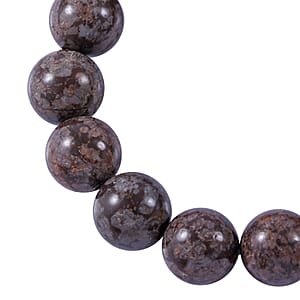 Brown Snowflake Jasper 12mm 200.00 ctw Beaded Stretch Bracelet