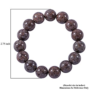 Brown Snowflake Jasper 12mm 200.00 ctw Beaded Stretch Bracelet