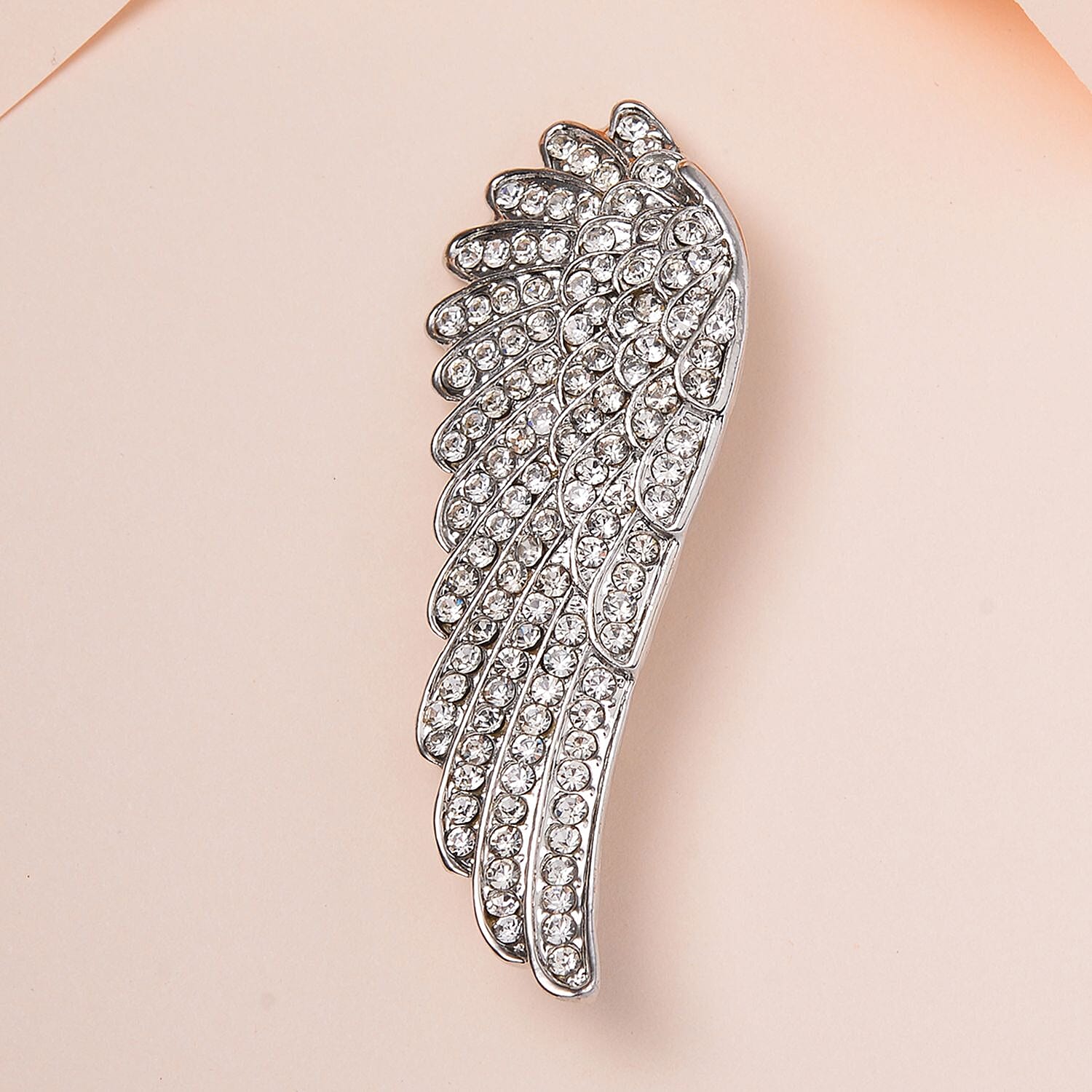 White Swarovski Crystal Brooch in Silvertone