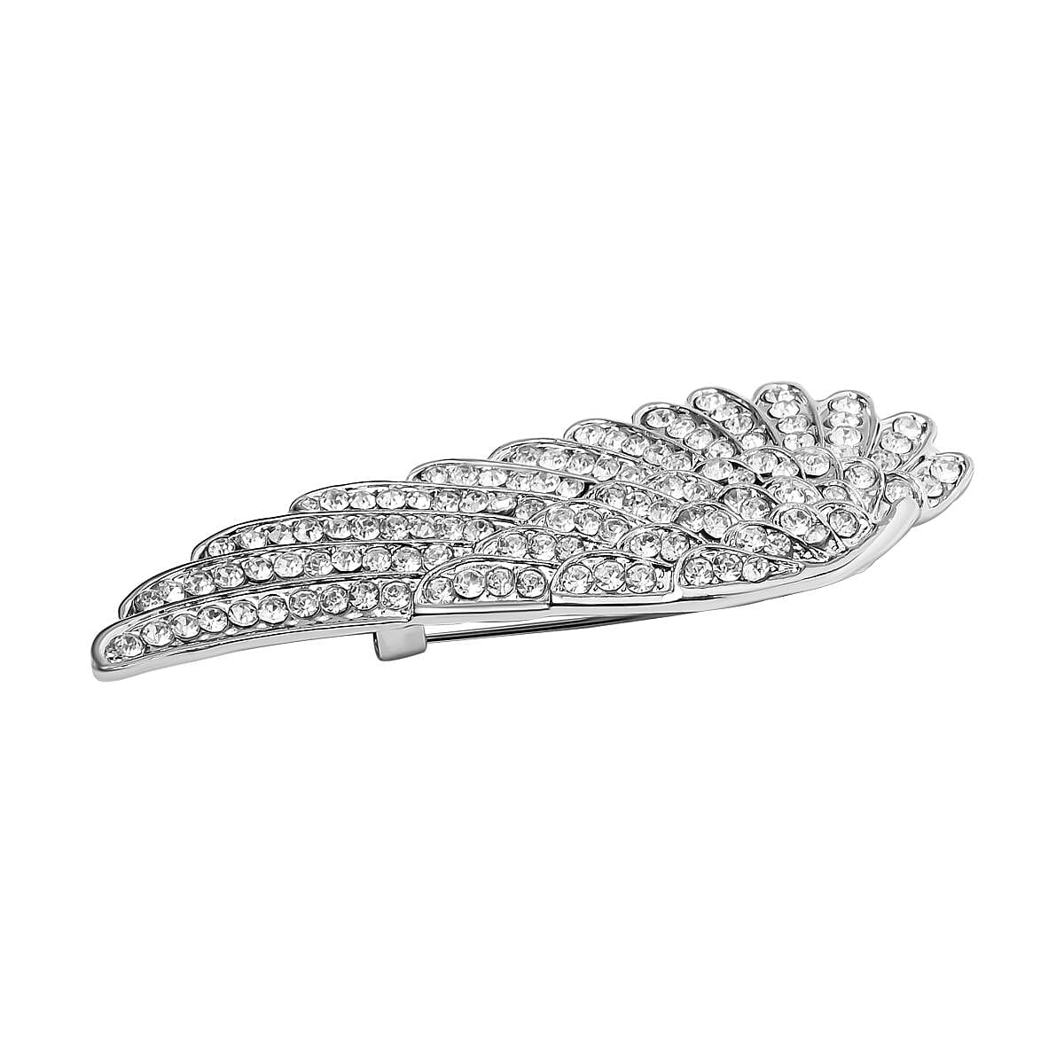 White Swarovski Crystal Brooch in Silvertone
