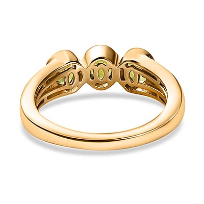 Vesuvianite and White Zircon 1.45 ctw Ring in Vermeil Yellow Gold Over Sterling Silver (Size 10)