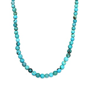 Turquoise Beaded Necklace 18 Inches in Platinum Over Sterling Silver 87.00 ctw