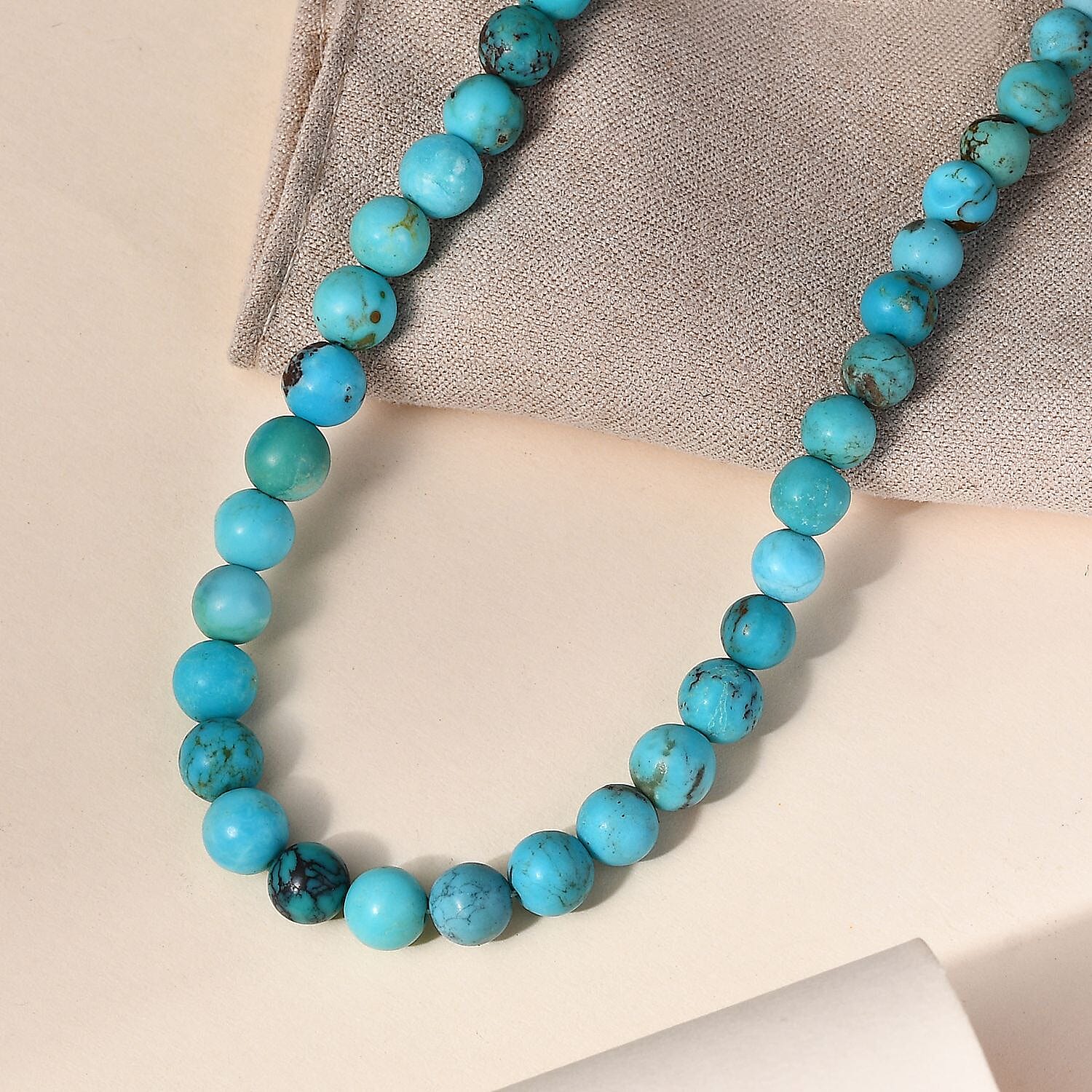 Turquoise Beaded Necklace 18 Inches in Platinum Over Sterling Silver 87.00 ctw
