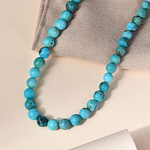 Turquoise Beaded Necklace 18 Inches in Platinum Over Sterling Silver 87.00 ctw