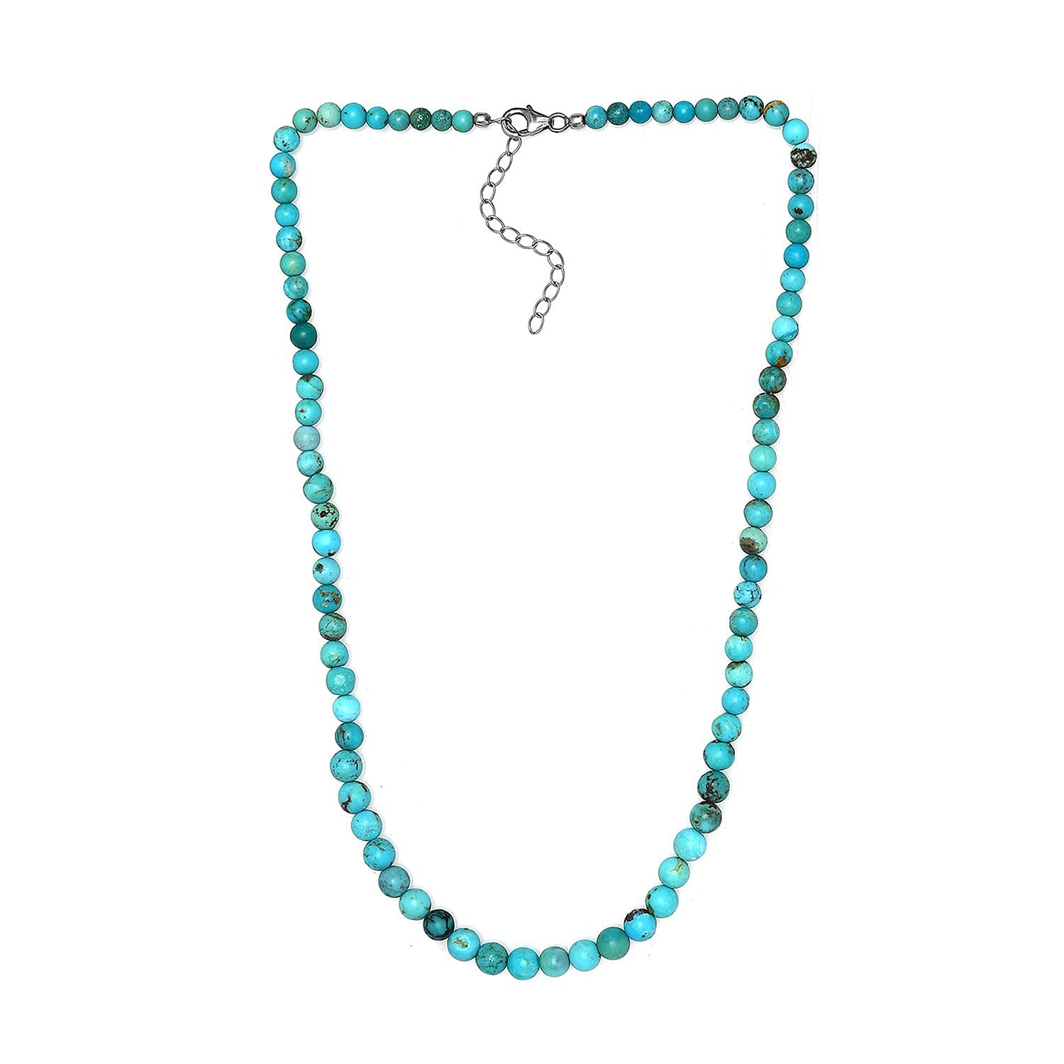 Turquoise Beaded Necklace 18 Inches in Platinum Over Sterling Silver 87.00 ctw