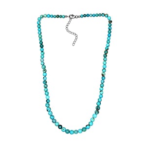 Turquoise Beaded Necklace 18 Inches in Platinum Over Sterling Silver 87.00 ctw