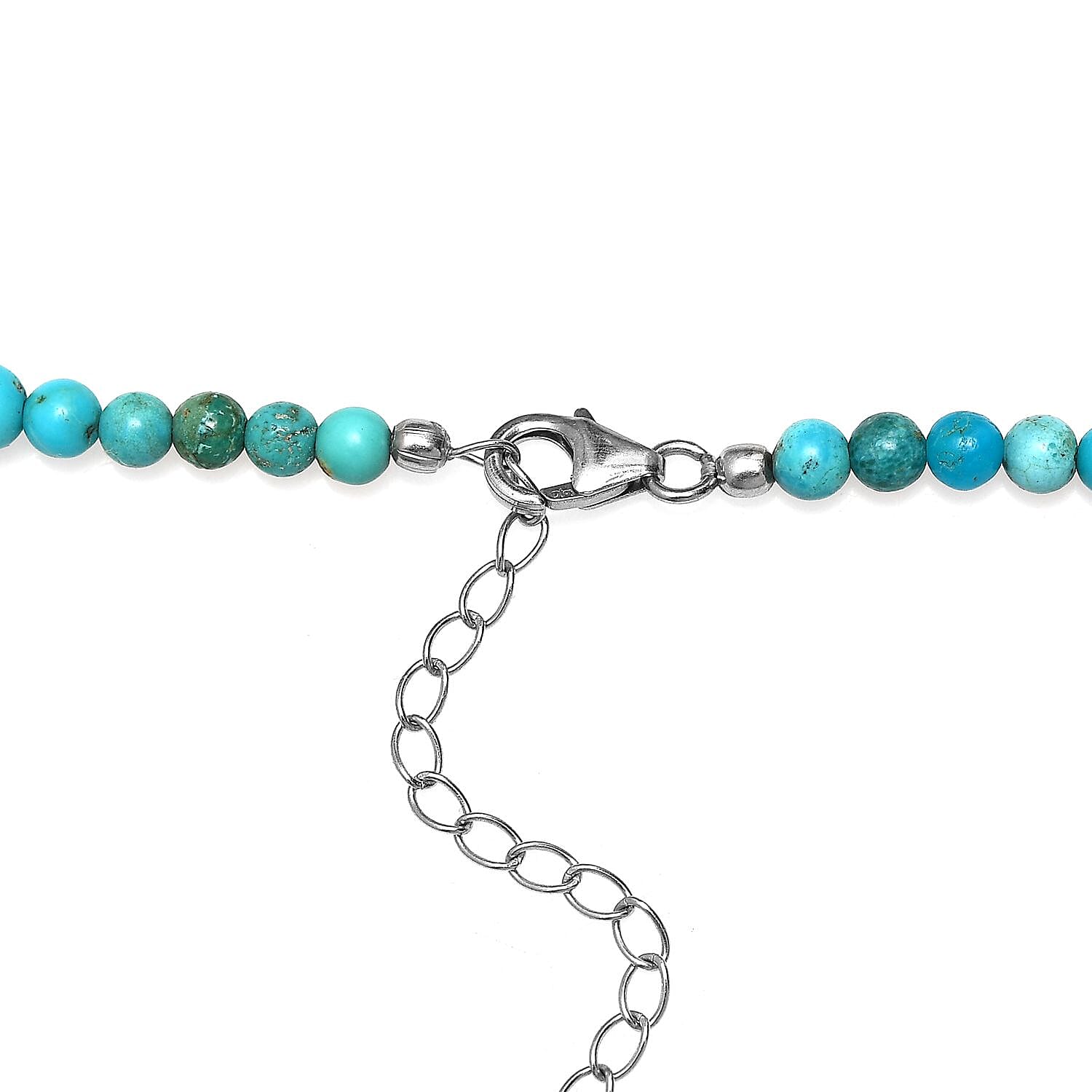 Turquoise Beaded Necklace 18 Inches in Platinum Over Sterling Silver 87.00 ctw