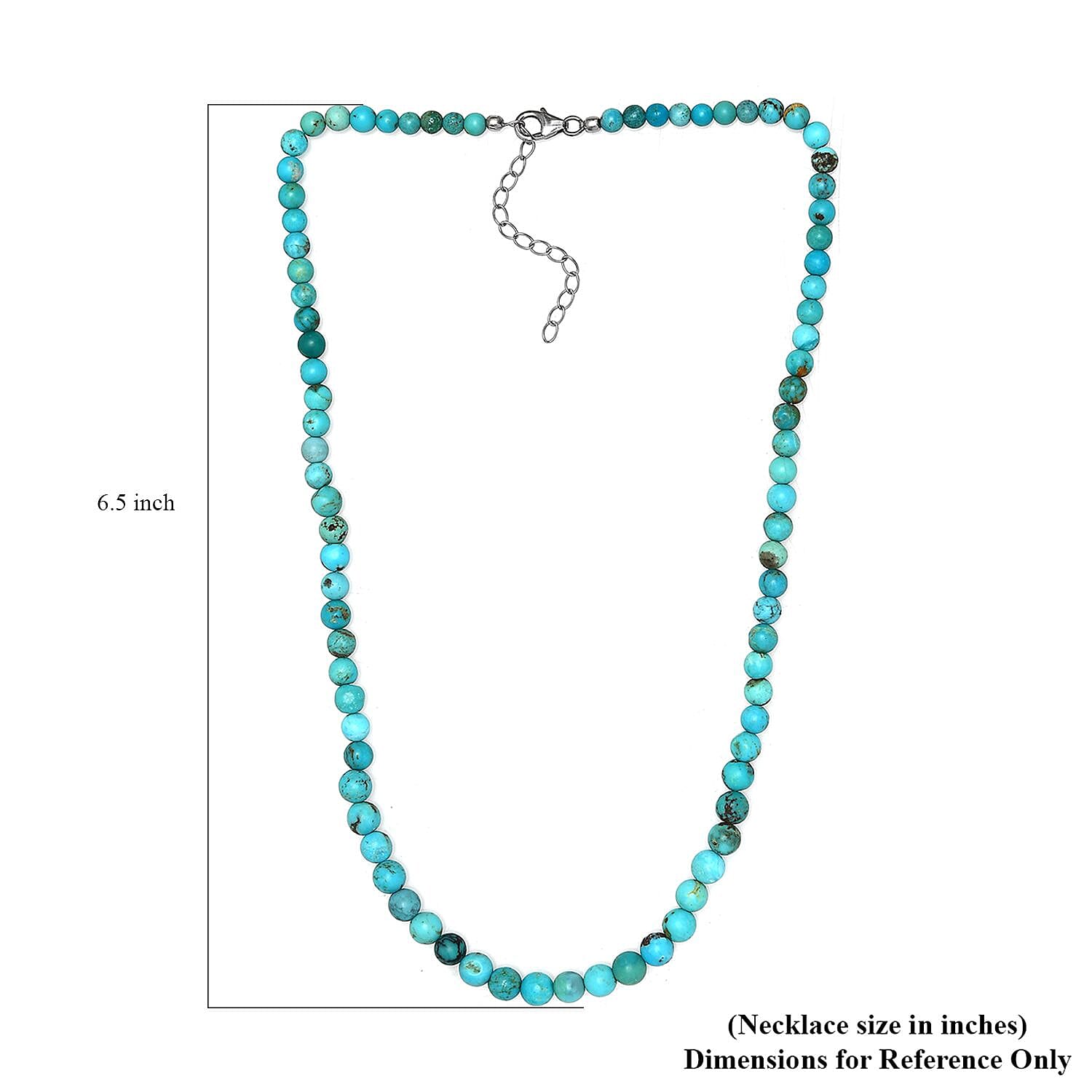 Turquoise Beaded Necklace 18 Inches in Platinum Over Sterling Silver 87.00 ctw