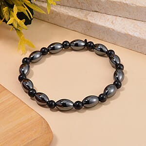 Magnetic Hematite and Shungite 66.50 ctw Beaded Stretch Bracelet