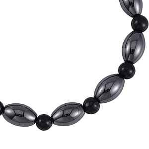 Magnetic Hematite and Shungite 66.50 ctw Beaded Stretch Bracelet