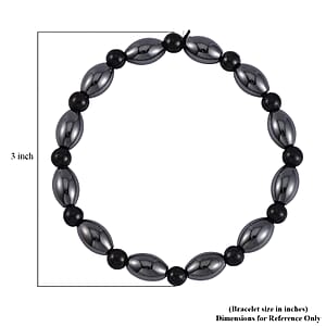 Magnetic Hematite and Shungite 66.50 ctw Beaded Stretch Bracelet