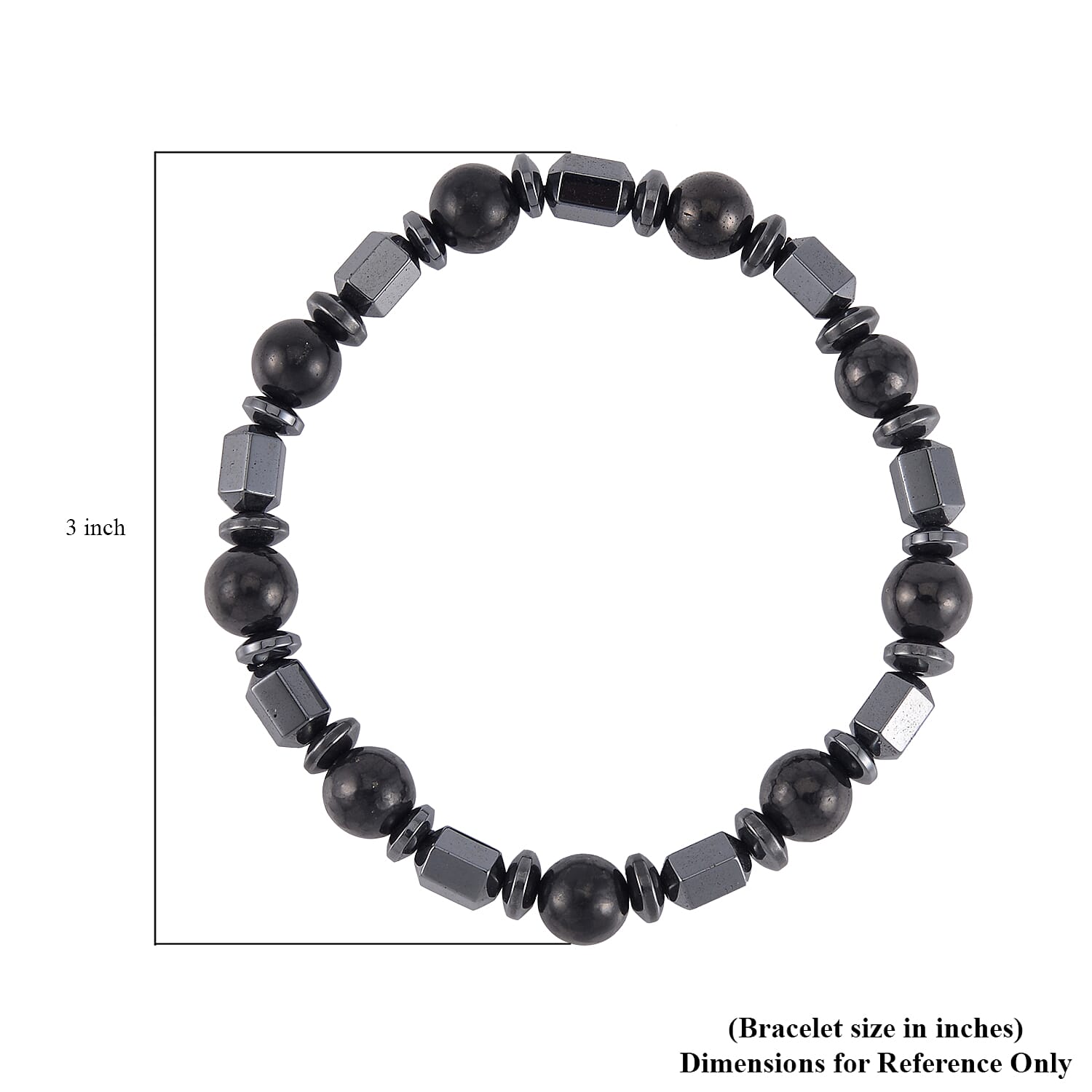 Shungite and Magnetic Hematite 117.00 ctw Barrel and Beaded Stretch Bracelet