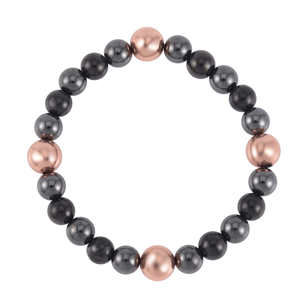 Magnetic Hematite and Shungite 106.00 ctw with Rosetone Beaded Stretch Bracelet image number 0
