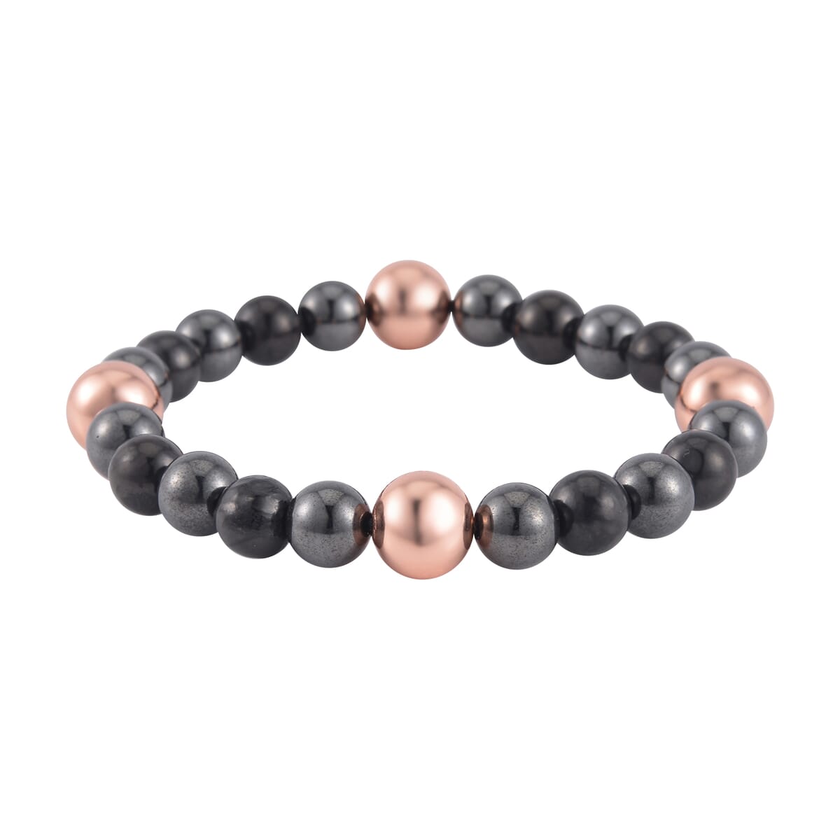 Magnetic Hematite and Shungite 106.00 ctw with Rosetone Beaded Stretch Bracelet image number 2