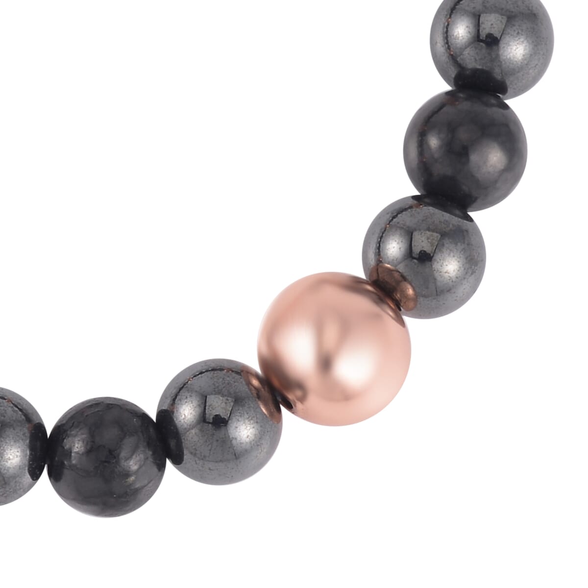 Magnetic Hematite and Shungite 106.00 ctw with Rosetone Beaded Stretch Bracelet image number 3