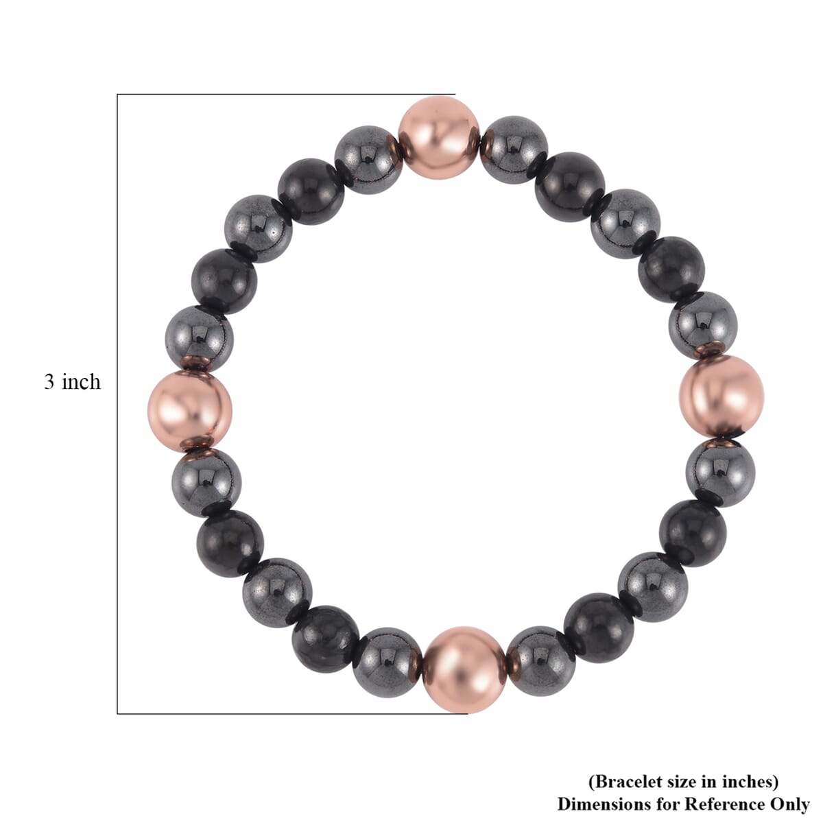 Magnetic Hematite and Shungite 106.00 ctw with Rosetone Beaded Stretch Bracelet image number 4