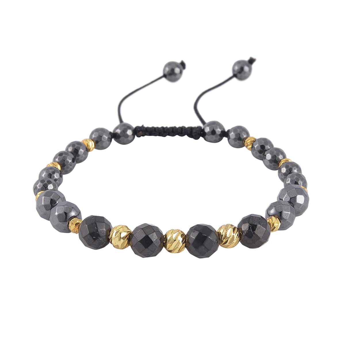 Buy Hematite, Shungite with Goldtone Beaded Stretch Bracelet