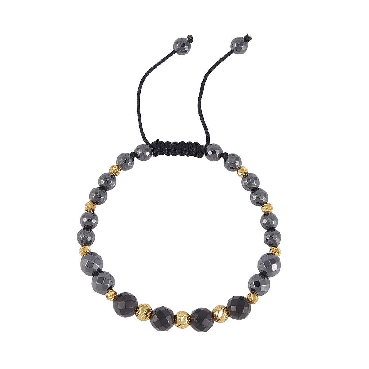 Buy Hematite, Shungite with Goldtone Beaded Stretch Bracelet