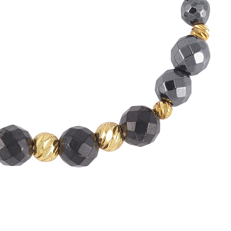 Magnetic Hematite, Shungite with Goldtone Beaded Adjustable Bracelet 66.00 ctw