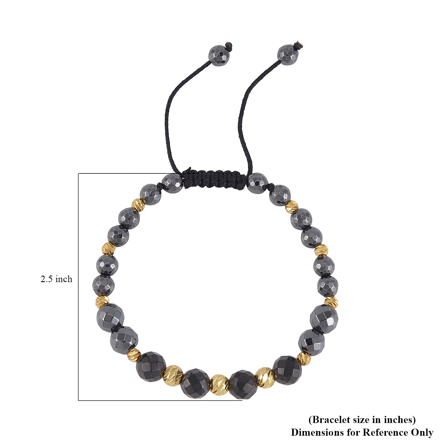 Magnetic Hematite, Shungite with Goldtone Beaded Adjustable Bracelet 66.00 ctw