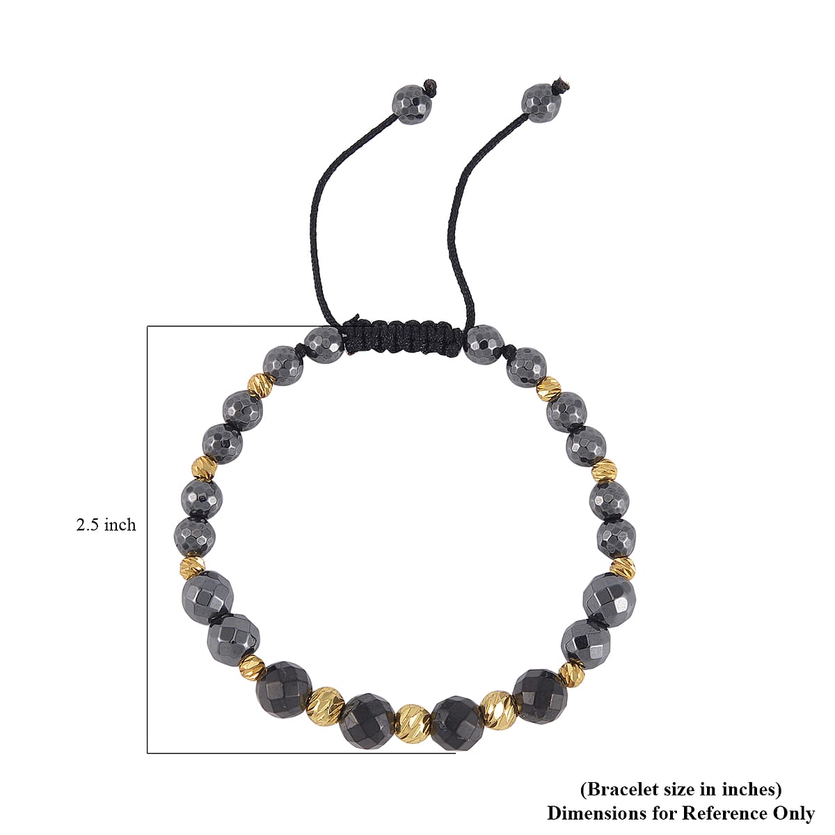 Magnetic Hematite, Shungite with Goldtone Beaded Adjustable Bracelet 66.00 ctw image number 4