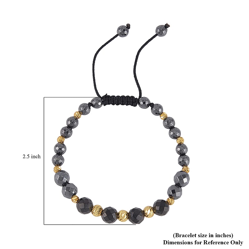 Magnetic Hematite, Shungite with Goldtone Beaded Adjustable Bracelet 66.00 ctw