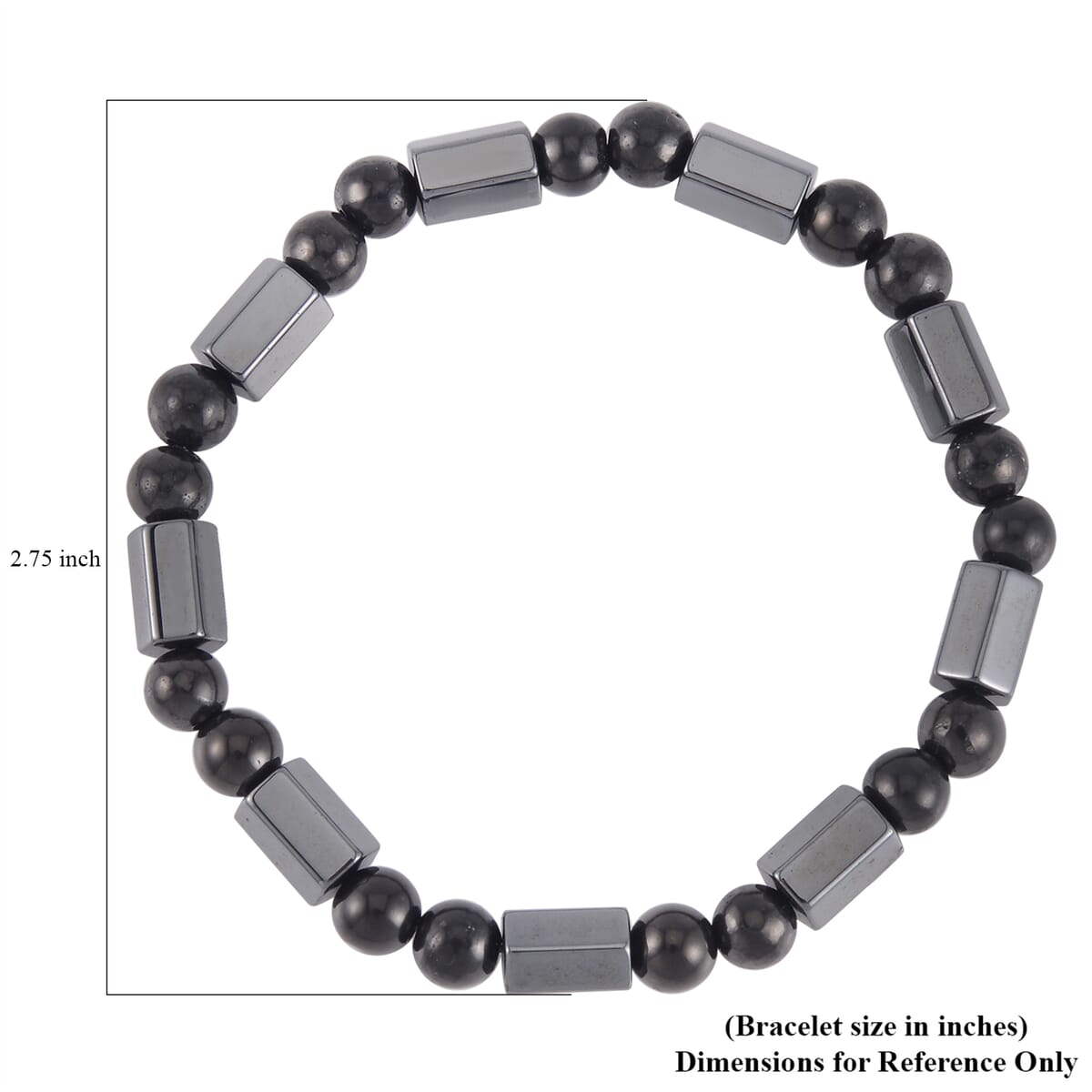 Magnetic Hematite Barrel and Shungite  92.00 ctw Stretch Beaded Bracelet image number 4