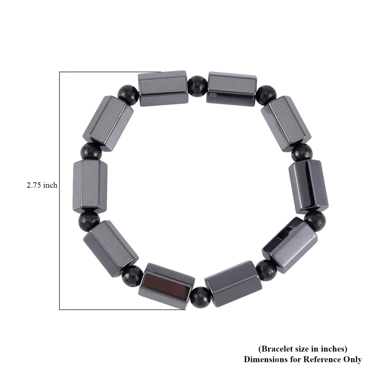 Magnetic Hematite Barrel and Shungite Stretch Beaded Bracelet 80.00 ctw image number 4