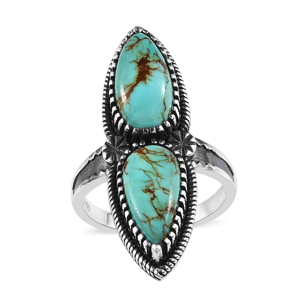 Artisan Crafted Royston Turquoise Ring in Sterling Silver (Size 10.0) 6.40 ctw image number 0