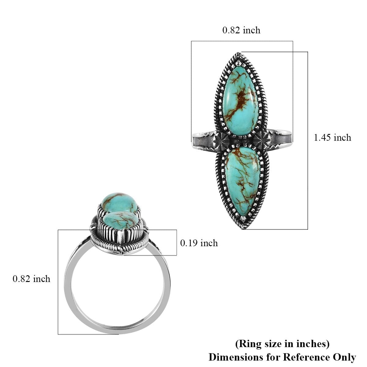 Artisan Crafted Royston Turquoise Ring in Sterling Silver (Size 10.0) 6.40 ctw image number 5