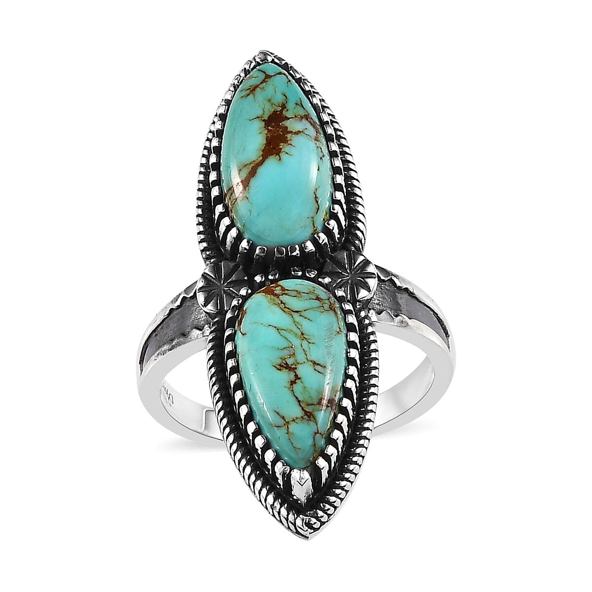 Artisan Crafted Royston Turquoise Ring in Sterling Silver (Size 6.0) 6.40 ctw