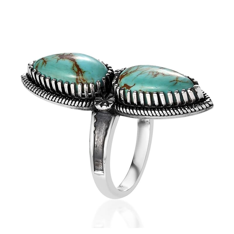 Artisan Crafted Royston Turquoise Ring in Sterling Silver (Size 6.0) 6.40 ctw