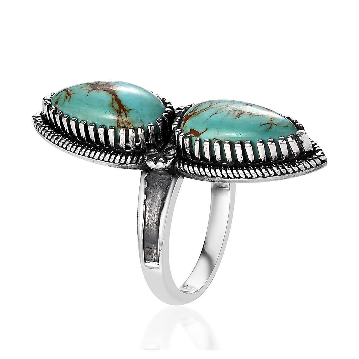 Artisan Crafted Royston Turquoise Ring in Sterling Silver (Size 7.0) 6.40 ctw image number 3