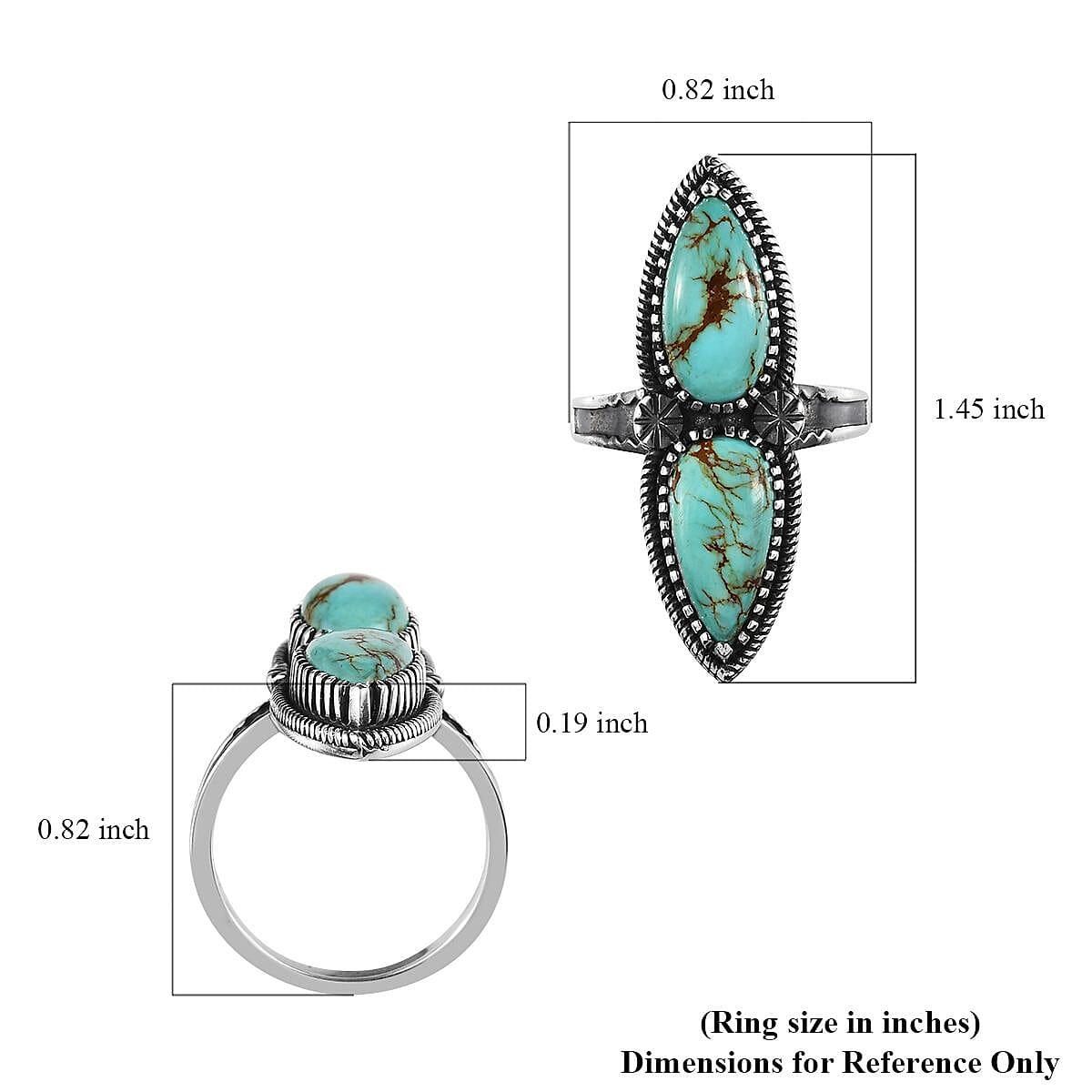 Artisan Crafted Royston Turquoise Ring in Sterling Silver (Size 7.0) 6.40 ctw image number 5