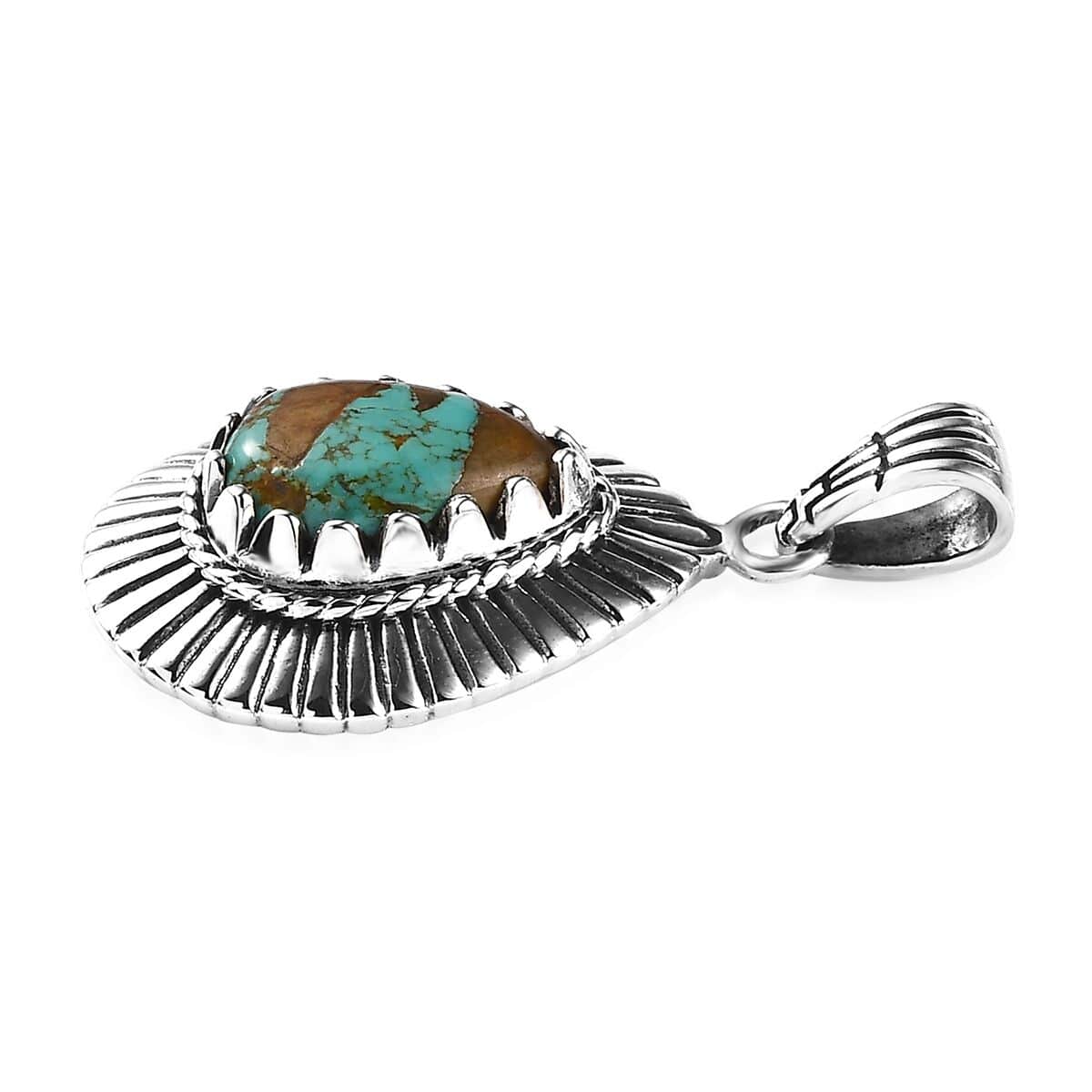 Royston turquoise, blue sky turquoise, brown matrix, fine silver, sterling silver, rope popular bezel, pendant