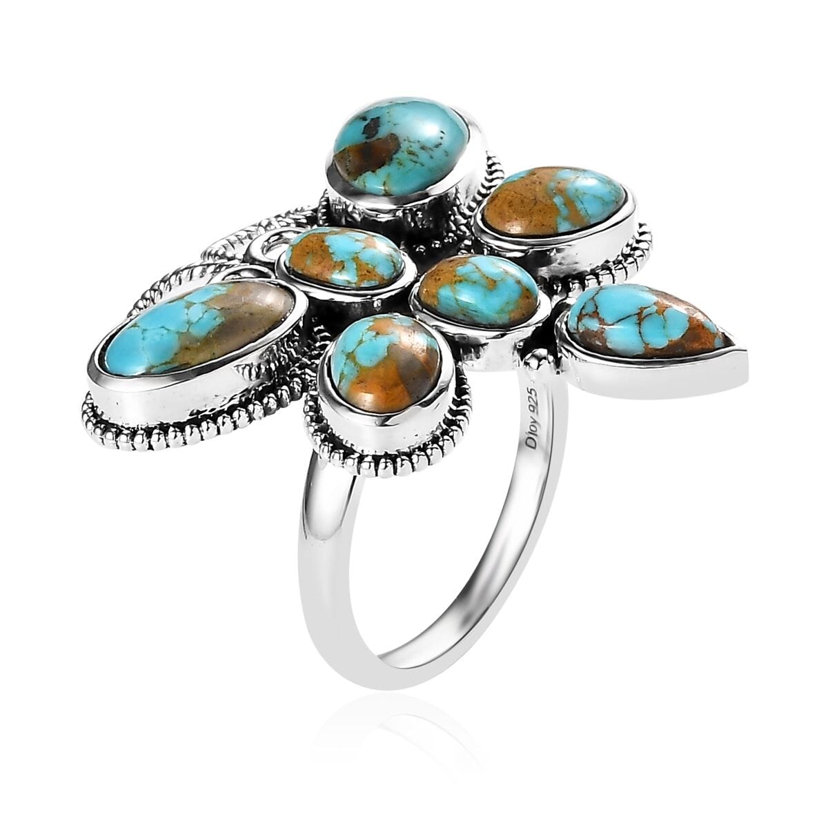 Artisan Crafted Royston Turquoise Butterfly Ring in Sterling Silver (Size 10.0) 7.00 ctw image number 3