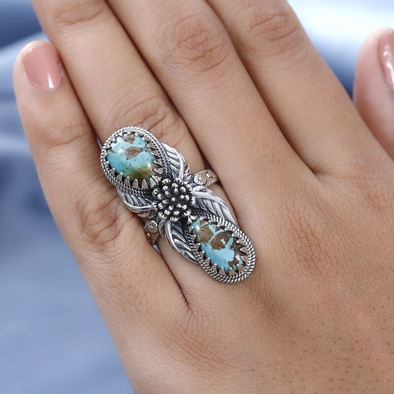 Artisan Crafted Royston Turquoise Ring in Sterling Silver (Size 10.0) 7.50 ctw
