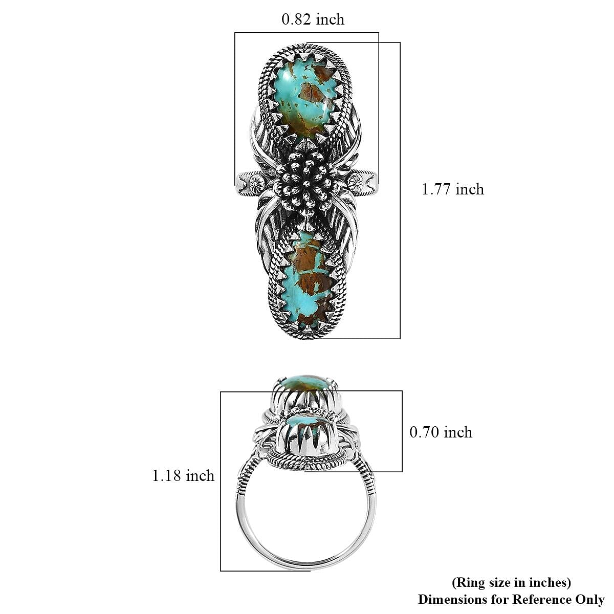Artisan Crafted Royston Turquoise Ring in Sterling Silver (Size 10.0) 7.50 ctw image number 5