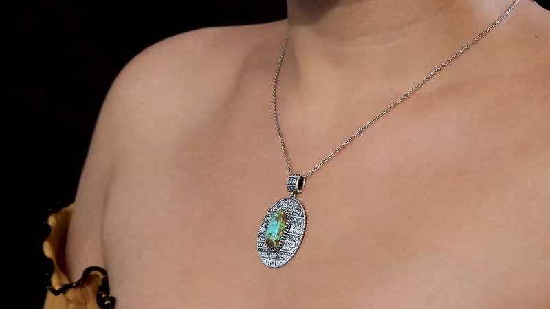 Artisan Crafted Royston Turquoise Pendant in Sterling Silver 9.10 ctw