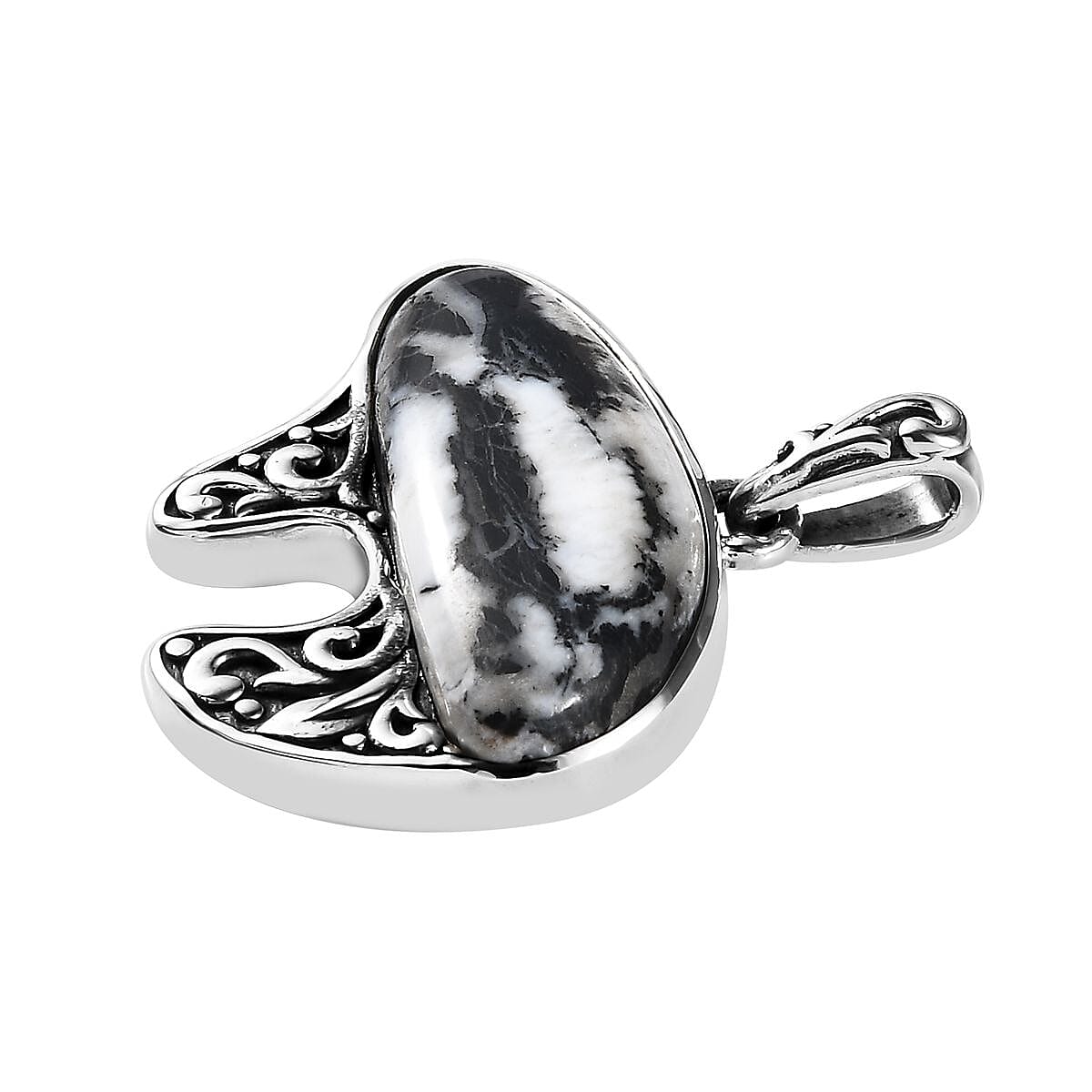 Artisan Crafted White Buffalo Bear Pendant in Sterling Silver 17.85 ctw image number 3