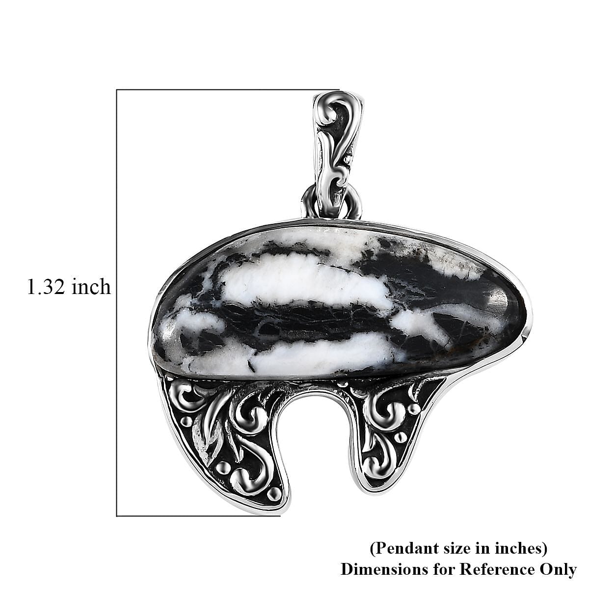 Artisan Crafted White Buffalo Bear Pendant in Sterling Silver 17.85 ctw image number 5
