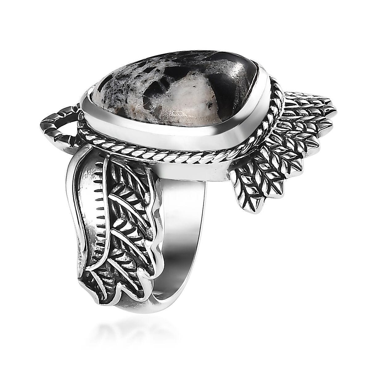 Artisan Crafted White Buffalo Ring in Sterling Silver (Size 10.0) 7.35 ctw image number 3