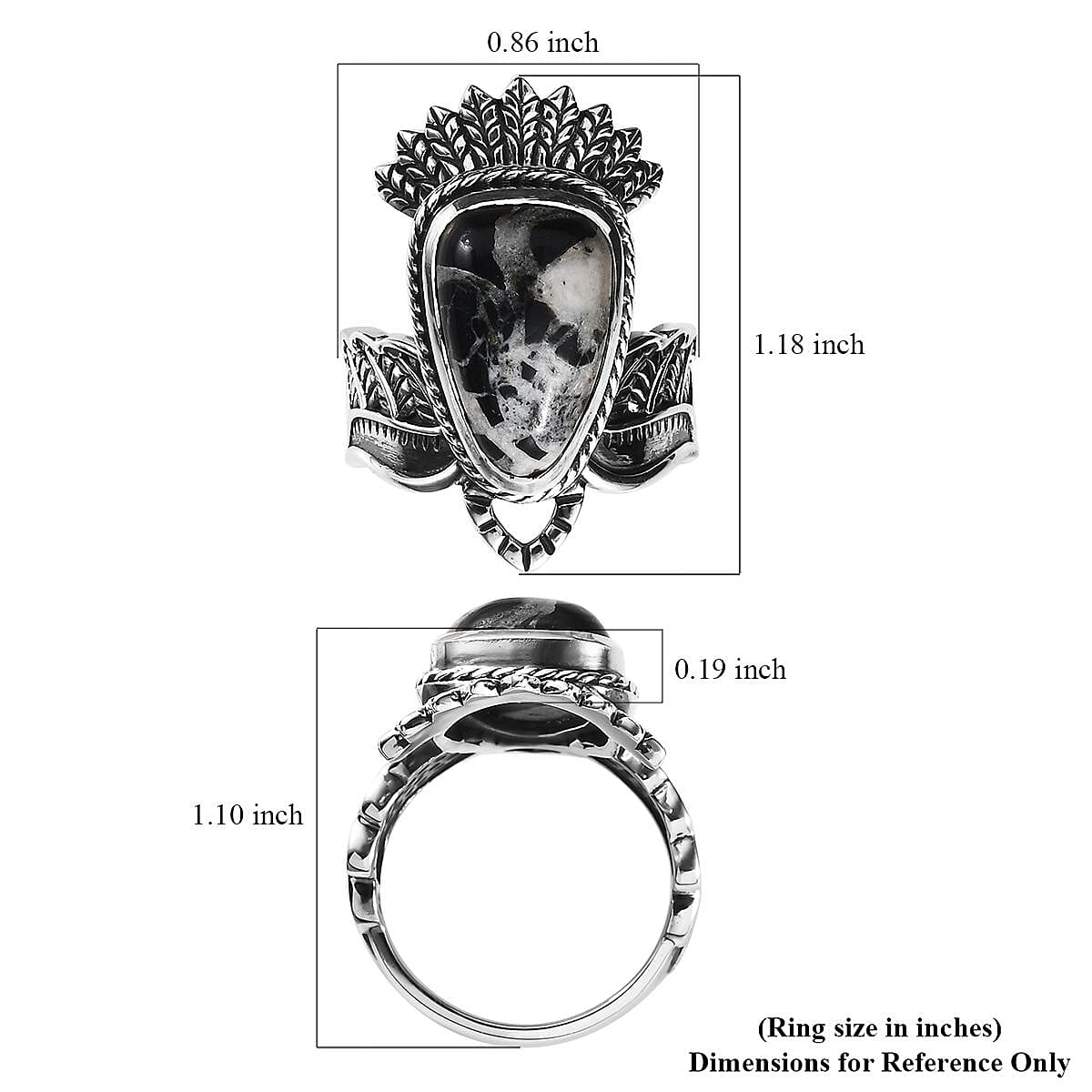 Artisan Crafted White Buffalo Ring in Sterling Silver (Size 10.0) 7.35 ctw image number 5