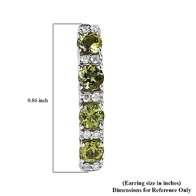 Premium Natural Calabar Green Tourmaline and Moissanite Hoop Earrings in Platinum Over Sterling Silver 1.50 ctw