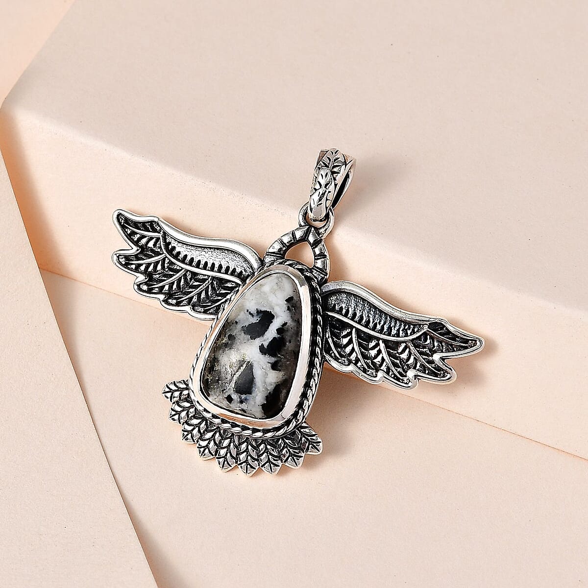 Artisan Crafted White Buffalo Eagle Pendant in Sterling Silver 7.75 ctw image number 1